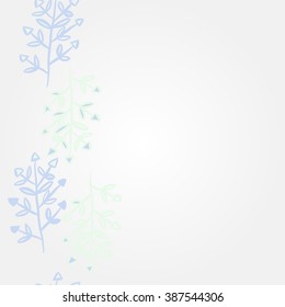 Floral     pattern, doodles, branches, leaves,  copy space, vertical. Hand drawn.