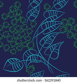 Floral pattern, doodles, branches, leaves,flowers, seamless . Hand drawn.