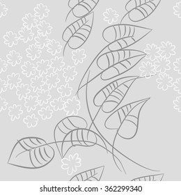 Floral pattern, doodles, branches, leaves,flowers, seamless . Hand drawn.