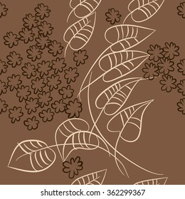 Floral pattern, doodles, branches, leaves,flowers, seamless . Hand drawn.