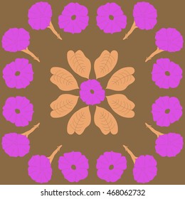 Floral pattern ,  doodles,  object,flowers, leaves, ellipses, hole  . Hand drawn.