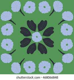 Floral pattern ,  doodles,  object,flowers, leaves, ellipses, hole  . Hand drawn.