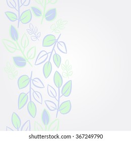 Floral    pattern, doodles,branches,leaves, vertical, copy space. Hand drawn.