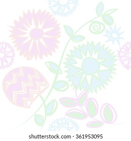 Floral pattern, doodles,spirals, branches, leaves,zigzag, seamless . Hand drawn.