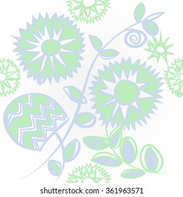 Floral pattern, doodles,spirals, branches, leaves,zigzag . Hand drawn.