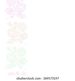 Floral pattern, doodles,spirals, branches, leaves,zigzag, seamless, vertical . Hand drawn.