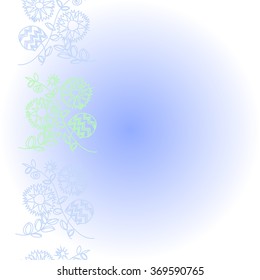 Floral pattern, doodles,spirals, branches, leaves,zigzag, vertical . Hand drawn.