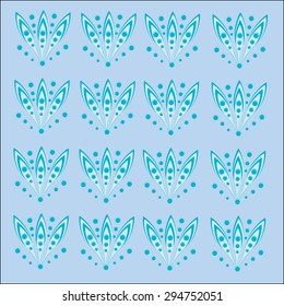 Floral pattern of dots turquoise abstract natural background. Several vertical rows of flowers
