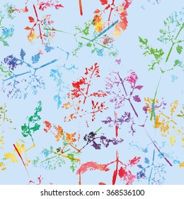 Floral pattern. Drawn elements. Seamless texture. Dill leaves painted in watercolor. Vector illustration.