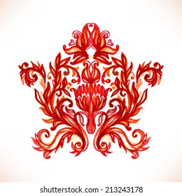 Floral pattern elements. Vector watercolor background. Baroque vintage floral texture. 