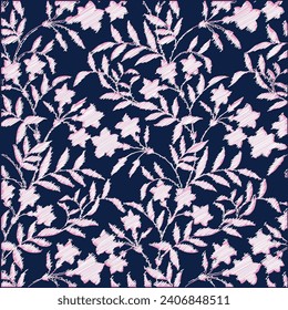 Floral pattern with embroidery texture. simple cute seamless flower pattern. Modern design for paper, cover, fabric, interior decor and other users. 