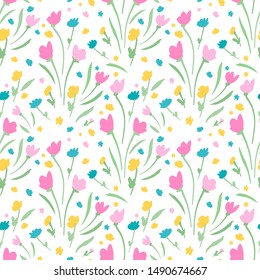 Floral Pattern. Endless Nature Background. Seamless