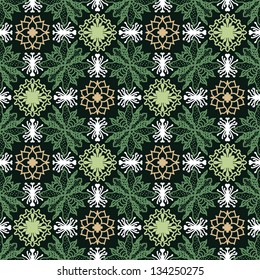 floral pattern in ethnic style on a dark background for your design (CMYK)