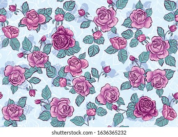 Floral pattern for fabric and background. Floral ornament. Floral rose's print