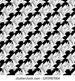 Floral pattern. Flourish ethnic background. Flowers and leaves seamless pattern. Vector illustration.