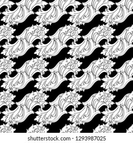 Floral pattern. Flourish ethnic background. Flowers and leaves seamless pattern. Vector illustration.