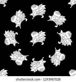 Floral pattern. Flourish ethnic background. Flowers and leaves seamless pattern. Vector illustration.