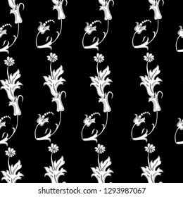 Floral pattern. Flourish ethnic background. Flowers and leaves seamless pattern. Vector illustration.