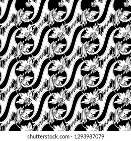 Floral pattern. Flourish ethnic background. Flowers and leaves seamless pattern. Vector illustration.