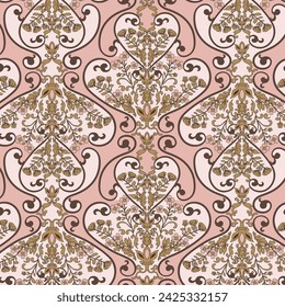 Floral pattern Flourish oriental tiled ethnic background. Arabian ornament with fantastic flowers and leaves. Wonderland motifs of paintings of ancient Indian fabric patterns.