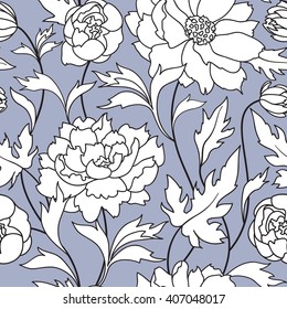 Floral pattern Flourish tiled background. Abstract geometric ornament with fantastic flowers and leaves. Wonderland ornamental motives