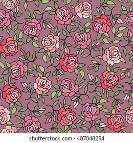 Floral pattern Flourish tiled background. Abstract geometric ornament with fantastic flowers and leaves. Wonderland ornamental motives