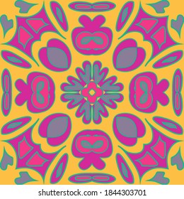 Floral pattern Flourish tiled oriental ethnic background. Tribal ethnic vector texture. Graphic style with rhombus, triangles and circles. Figure tribal embroidery.