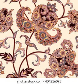 Padrão floral Floresce fundo étnico oriental azulejos. Ornamento árabe com flores e folhas fantásticas. Motivos do país das maravilhas das pinturas dos antigos padrões de tecido indiano.