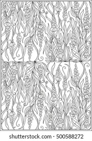 Floral  pattern. Flower background. Floral Pattern with hand-drawn flowers. Anti stress coloring book for adult. Outline drawing coloring page