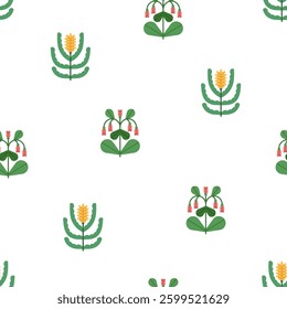 Floral pattern. Flower blossoms, blooming branches, endless botanical background. Repeating nature texture, modern print for textile, fabric, wrapping design. Colored flat vector illustration