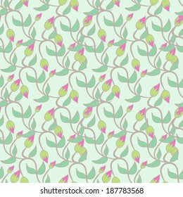 floral pattern with flower bud leaves. seamless texture