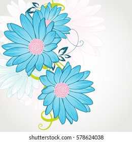 Floral pattern with flower chamomile. Element for design. Hand-drawing vector illustration.