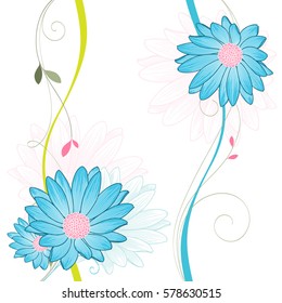 Floral pattern with flower chamomile. Element for design. Hand-drawing vector illustration.