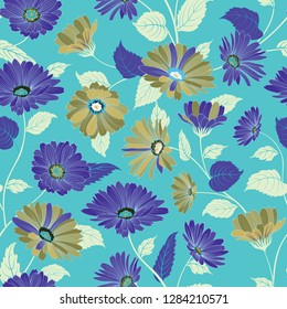 Floral pattern. Flower marigold seamless background. Flourish ornamental garden