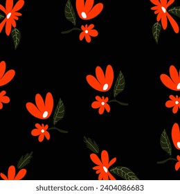 Floral Pattern flower pattern on black background