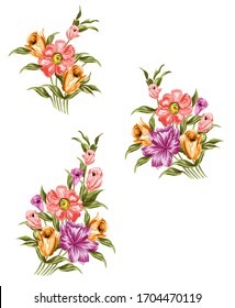 Floral pattern in the flower on white background