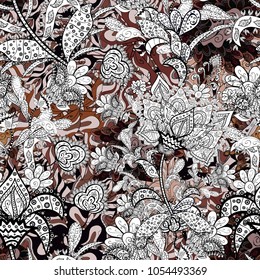 Floral pattern. Flower seamless background. Flourish ornamental spring garden texture. Vector illustration.