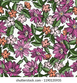 Floral pattern. Flower seamless background. Flourish ornamental garden