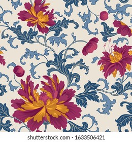 Floral pattern. Flower seamless background. Flourish ornamental garden wallpaper