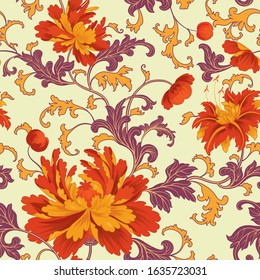 Floral pattern. Flower seamless background. Flourish ornamental garden wallpaper