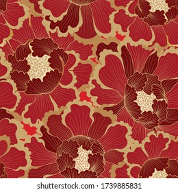 Floral pattern. Flower seamless background. Flourish ornamental garden wallpaper in retro oriental style