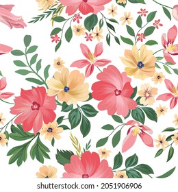Floral pattern. Flower seamless background. Flourish ornamental garden