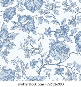 Floral pattern. Flower seamless background. Flourish ornamental garden