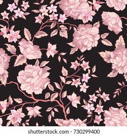 Blumenmuster. Blume, nahtloser Hintergrund. Blumengarten
