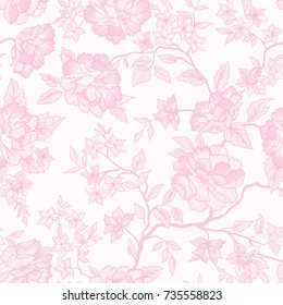 Floral pattern. Flower seamless background. Flourish ornamental garden