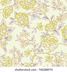 Floral pattern. Flower seamless background. Flourish ornamental garden