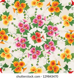 Floral pattern, flower vector illustration. Elegant wallpaper with malva on background.