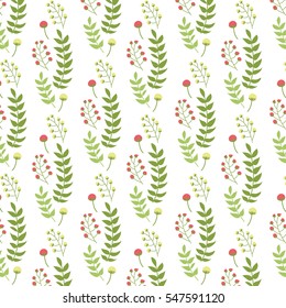 Floral pattern with flowers in color yellow and red. Vector illustration.