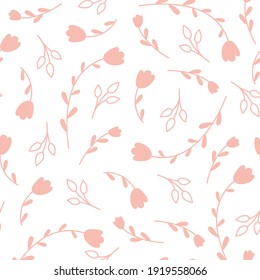 Floral pattern with flowers and leaves. Cute pattern with small flowers. Vector illustration