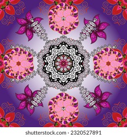 Floral pattern with flowers and leaves. Cute pattern with small flowers. vector illustration. Mandala. 